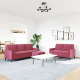 3-dijelni set sofa s jastucima crvena boja vina baršunasti | shoptok.hr