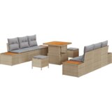  9-delni set vrtnega kavča z blazinami Bež poli ratan Acacia | Shoptok.si