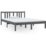  Posteljni okvir siv iz trdnega lesa 135x190 cm 4FT6, (20646178) | Shoptok.si