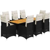 vidaXL 9-dijelni vrtni bistro set od poliratana s jastucima crni | shoptok.hr