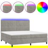 The Living Store Box spring postelja z vzmetnico LED svetlo siva 200x200cm žamet - Box Spring Postelja, (21490044) | Shoptok.si