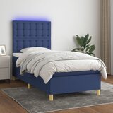 The Living Store Box spring postelja z vzmetnico LED modra 100x200 cm blago - Box Spring Postelja, (21516094) Cene