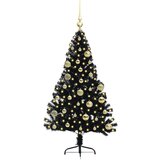 vidaXL Umjetna preddekorirana božićna jelka Črna 120 cm PVC | Shoptok.si