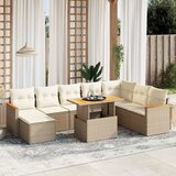 vidaXL 9-dijelni set vrtnih sofa s jastucima bež od poliratana | shoptok.hr