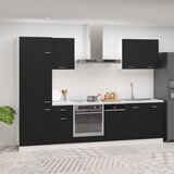 Komplet 7-dijelni set kuhinjskih ormarića crni od iverice Cijene
