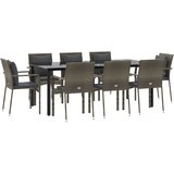  9-dijelni vrtni blagovaonski set crno-sivi od poliratana | shoptok.hr