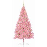 vidaXL Umjetno predsvijetljeno božićno drvce Ružičasta 180 cm PVC | shoptok.hr