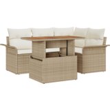 vidaXL set sofe za vrt od 5 komada s jastučićima bež poli ratan | shoptok.hr