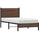 Metalni okvir kreveta bez madraca smeđi hrast 75x190 cm | shoptok.hr