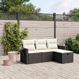 Maison Chic Seti vrtnega pohištva - Vrtna garnitura - Vrtni pohištvo set 4-delna z blazinami črna poli ratan, (21820019) | Shoptok.si