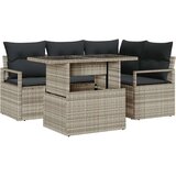  Set od 5 dijelova vrtne sofe s jastučićima Svetlosiva Poli Ratan 2-sjedna vrtna sofa s pohranom i jastučićima Siva Poli Ratan Cijene