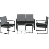  5-dijelni vrtni blagovaonski set s jastucima tamnosivi PP ratan | shoptok.hr