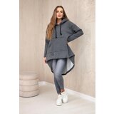 Kesi Padded sweatshirt with a long back and a graphite hood | shoptok.hr