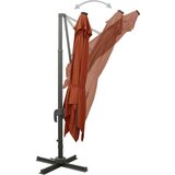 Konzolni suncobran sa stupom i LED svjetlima 300 cm terakota | shoptok.hr