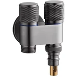 Dual-Control Washing Machine Shut-Off Valve — 1-in-2-Out Stainless Steel Connector Grey, (5000158115)