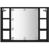 Ormarić s ogledalom i LED svjetlima crni 76 x 15 x 55 cm | shoptok.hr