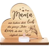 Lesen svečnik srce iz borovega lesa z LED svečo in lučkami, unikatno darilo za materinski dan in rojstni dan, 16x13 cm, (5000156486)