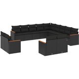  13-dijelni set vrtnih sofa s jastucima poliratan crni | shoptok.hr