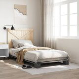  The Living Store Posteljni okvir z vzglavjem siv 100x200 cm trdna borovina - Posteljni Okvir, (21455272) | Shoptok.si