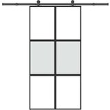 vidaXL Drsna vrata z opremo 102,5x205 cm kaljeno steklo in aluminij | Shoptok.si
