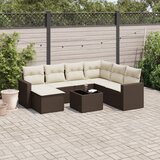  8-dijelni set vrtnih sofa s jastucima smeđi od poliratana | shoptok.hr