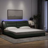 Maison Chic Posteljni okvir - Dvoposteljna postelja - Zakonska postelja z LED brez vzmetnice temno siv 200x200 cm blago, (21696860) | Shoptok.si