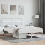  Metalni okvir za krevet s uzglavljem bijeli 140 x 190 cm | shoptok.hr