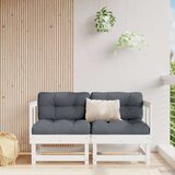 vidaXL Kutne vrtne sofe 2 kom bijele od masivne borovine | shoptok.hr
