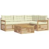 vidaXL Zunanja garnitura za sedenje 6 pcs Bela in krem Poliester, (5000280688) | Shoptok.si