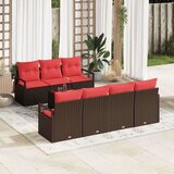  Set sofe s jastukom 8 pcs Smeđa i crvena poliratan | shoptok.hr