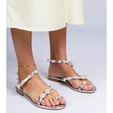 Gemre Silver women's sandals adorned with pearls Sarino | Shoptok.si