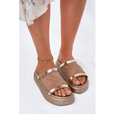 S. BARSKI Decorated women's sandals on a platform with mesh S.Barski MY51-016 gold | shoptok.hr