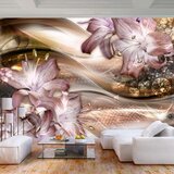  Samoljepljiva foto tapeta - Lilies on the Wave (Brown) 245x175 Cijene