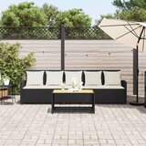vidaXL Vrtna sofa 5-sjed s jastucima crni poliratan | shoptok.hr