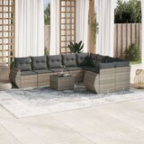  10-dijelni set vrtnih sofa poliratan s jastucima svijetlosivi | shoptok.hr