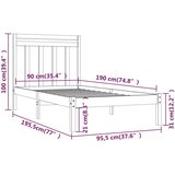  Okvir za krevet od masivnog drva 90 x 190 cm 3FT jednokrevetni | shoptok.hr