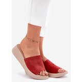 Panto Fino Suede Ladies Wedge Sandals Red | shoptok.hr