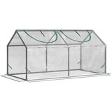 Outsunny mini vrtni rastlinjak z 2 dvižnima oknoma in PVC pokrovom proti UV-sevanju, 120x60x60cm, prozoren, (20747897) Cene