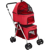  2-slojna sklopiva kolica za pse crvena 83x48x97 cm tkanina | shoptok.hr