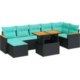  Vrtna garnitura - 8-dijelni set vrtnih sofa od poliratana s jastucima crni bagrem - Crna sa spremištem 1 | shoptok.hr