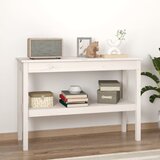vidaXL Konzolna mizica bela 110x40x75 cm trdna borovina Cene