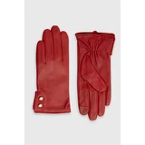 Polo Ralph Lauren Usnjene rokavice ženski, rdeča barva