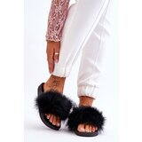 Kesi Women's rubber slippers with fur black Lucrece Cene
