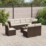Maison Chic Seti vrtnega pohištva - Vrtna garnitura - Vrtni pohištvo set 9-delna z blazinami rjava poli ratan, (21798292) | Shoptok.si