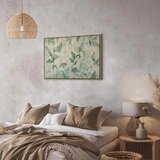  Slika - Watercolor Botanical Motif Delicate Green-Beige Leaves 120x80 U prirodnom drvenom okviru | shoptok.hr