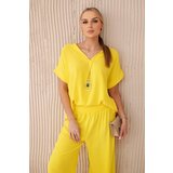 Kesi Women's set blouse with necklace + trousers - yellow Cene