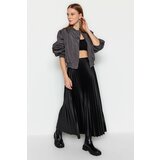Trendyol Black Pleated Maxi Knitted Skirt Cene