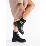 SEASTAR Black classic ankle boots with a decorative belt