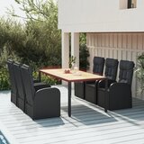  7-dijelni vrtni blagovaonski set s jastucima crni od poliratana | shoptok.hr