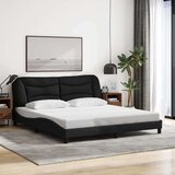  Posteljni okvir z LED lučkami črn 180x200 cm blago | Shoptok.si